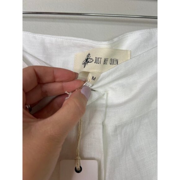 NWT Just Bee Queen High Rise Linen Pockets Marlow Chino Shorts White Sz: Medium - Picture 6 of 8